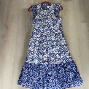 J. Crew Blue and Cream Floral Blouse